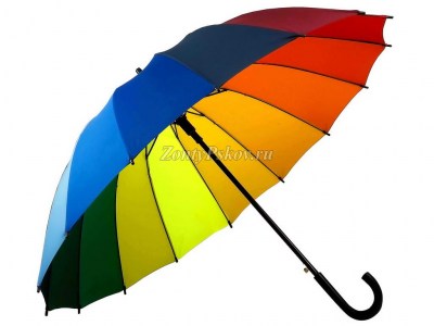 Зонт трость Радуга 16 спиц полуавтомат, Susino, арт.7018